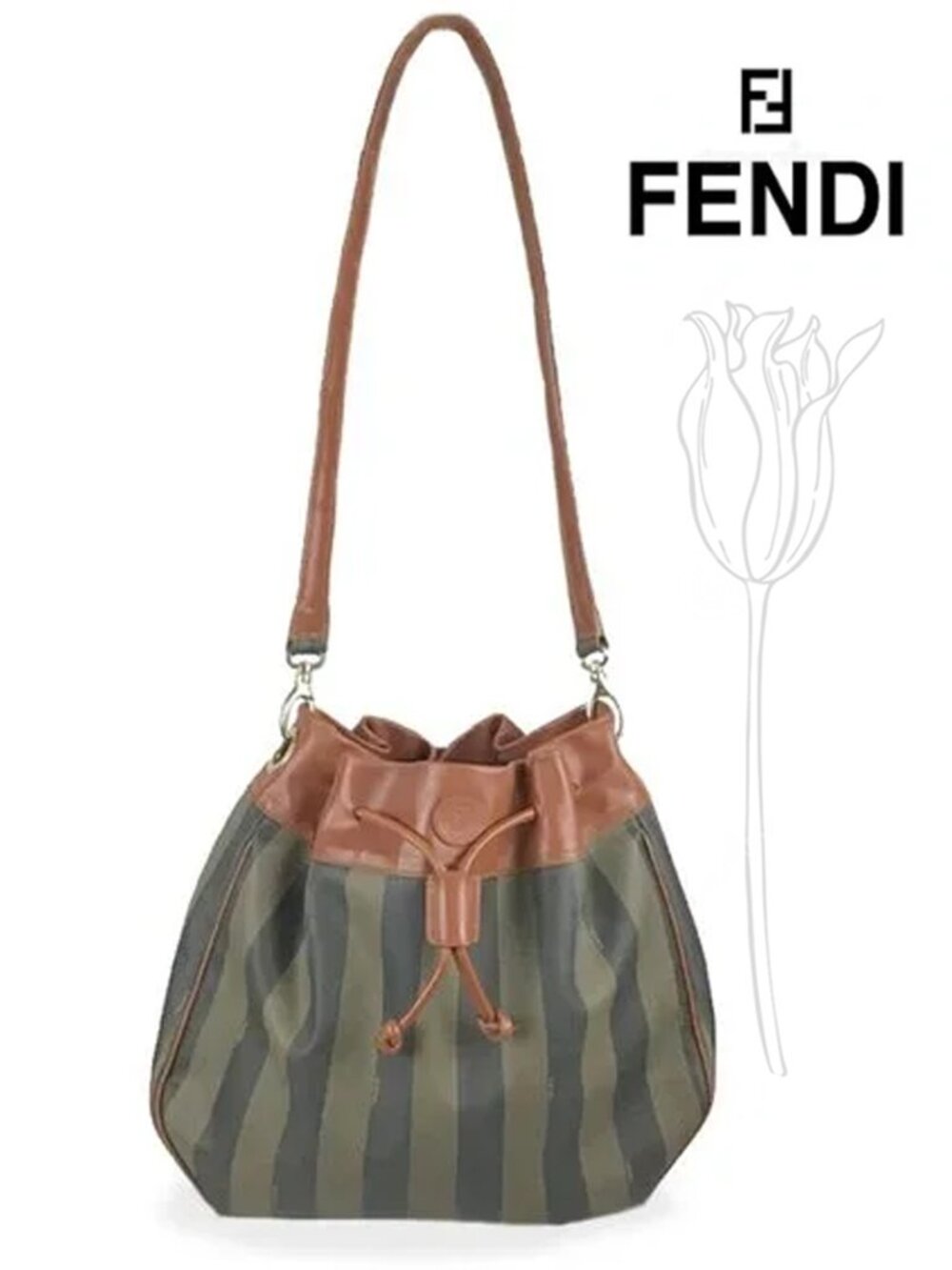 FENDI Mon Tresor Canvas Drawstring Tote Bag